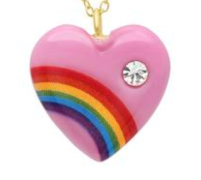 Diamond Acrylic Heart Necklace Pendant Elisabeth Bell Jewelry Large Pink 
