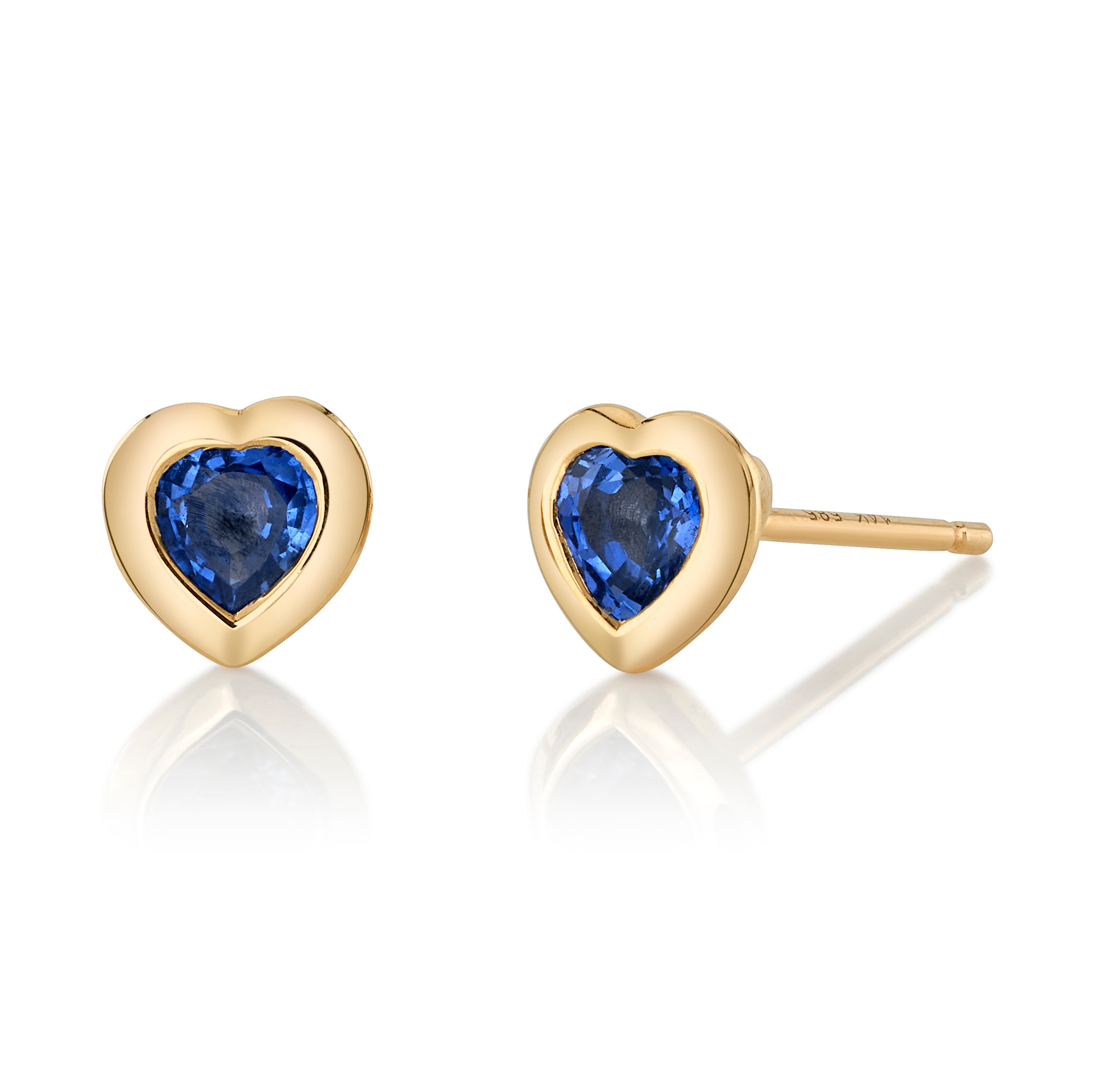 Small Sapphire Heart Stud Stud Earrings Roseark Deux Blue Sapphire Pair