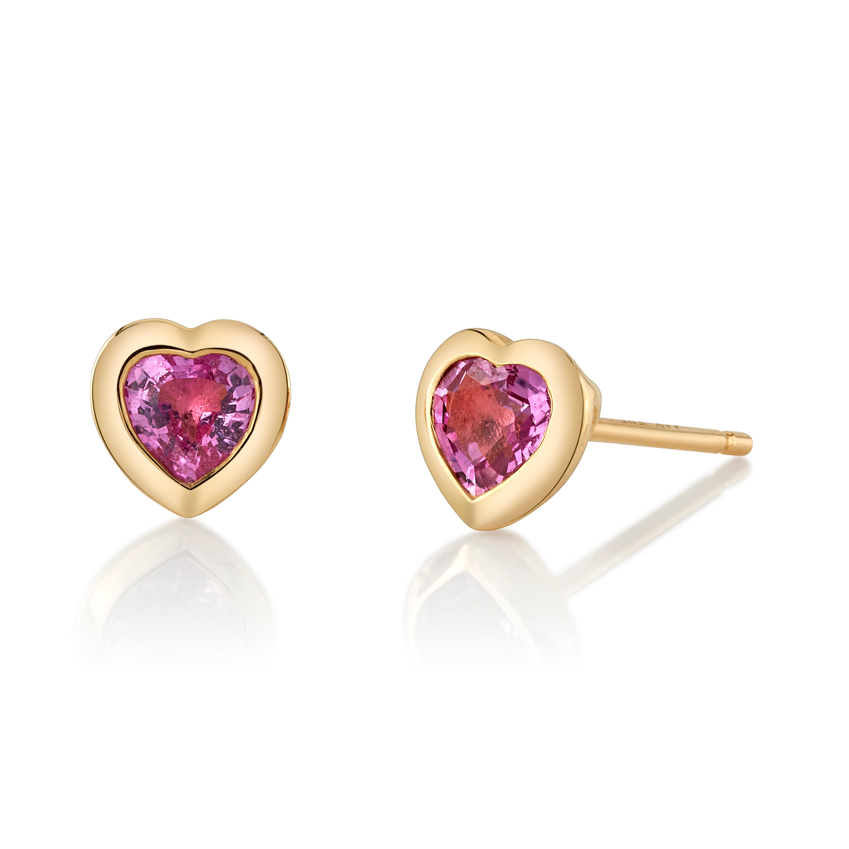 Small Sapphire Heart Stud Stud Earrings Roseark Deux Pink Sapphire Pair
