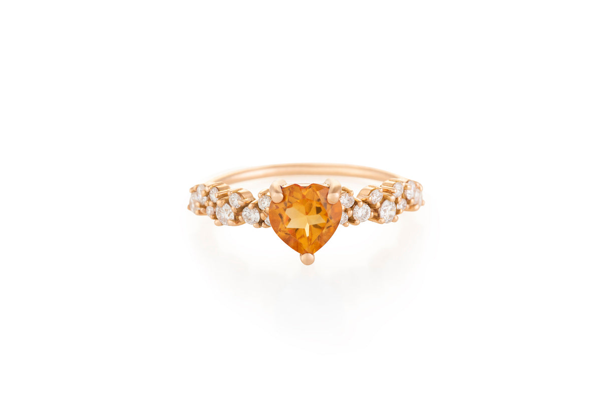 Sparkling Heart Ring with Diamonds Ring Joanna Achkar Citrine  