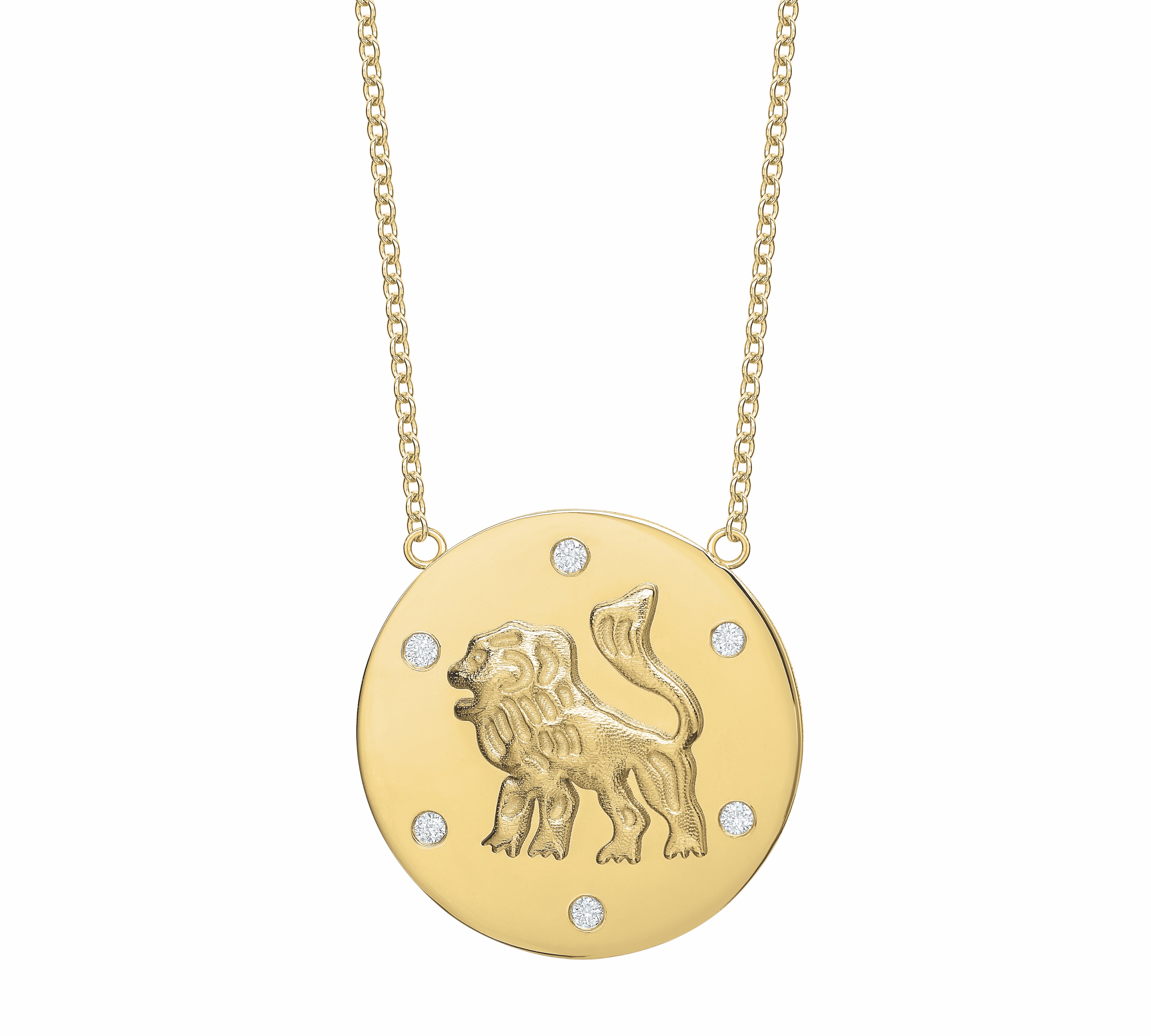 Majestic Lion Token Necklace Pendant Tracee Nichols White Diamonds  