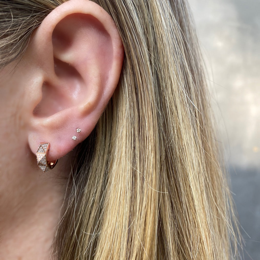 Pave Diamond Pyramid Spike Huggies Huggie Earrings Roseark Deux