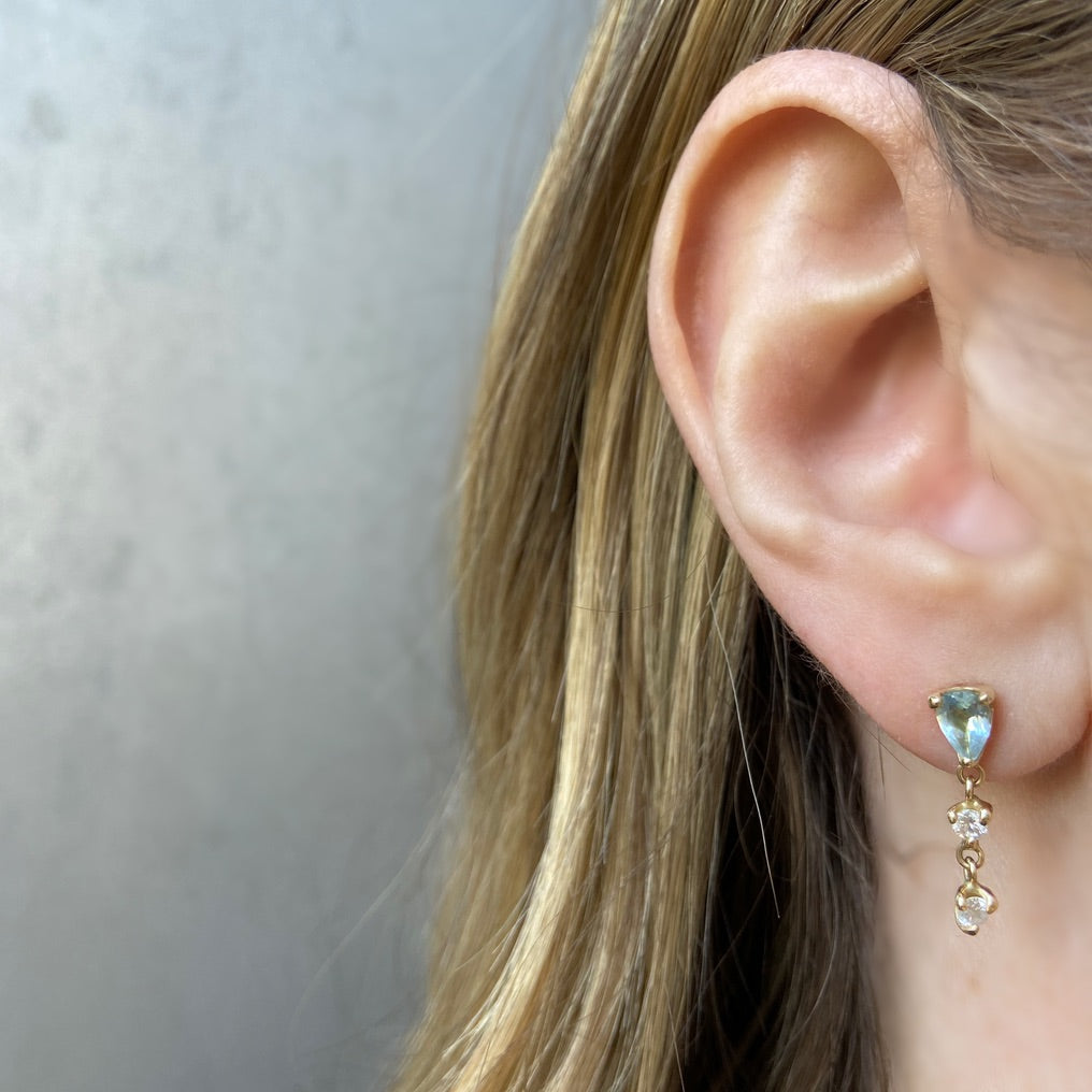 Pear Aquamarine and Diamond Drops Drop Earrings Jaine K Designs