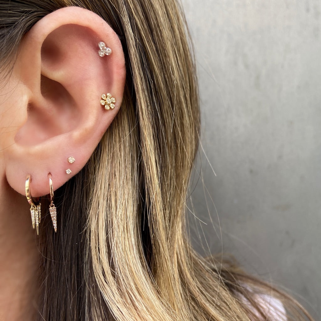 Diamond 3-Fringe Drop Huggie Huggie Earrings Roseark Deux