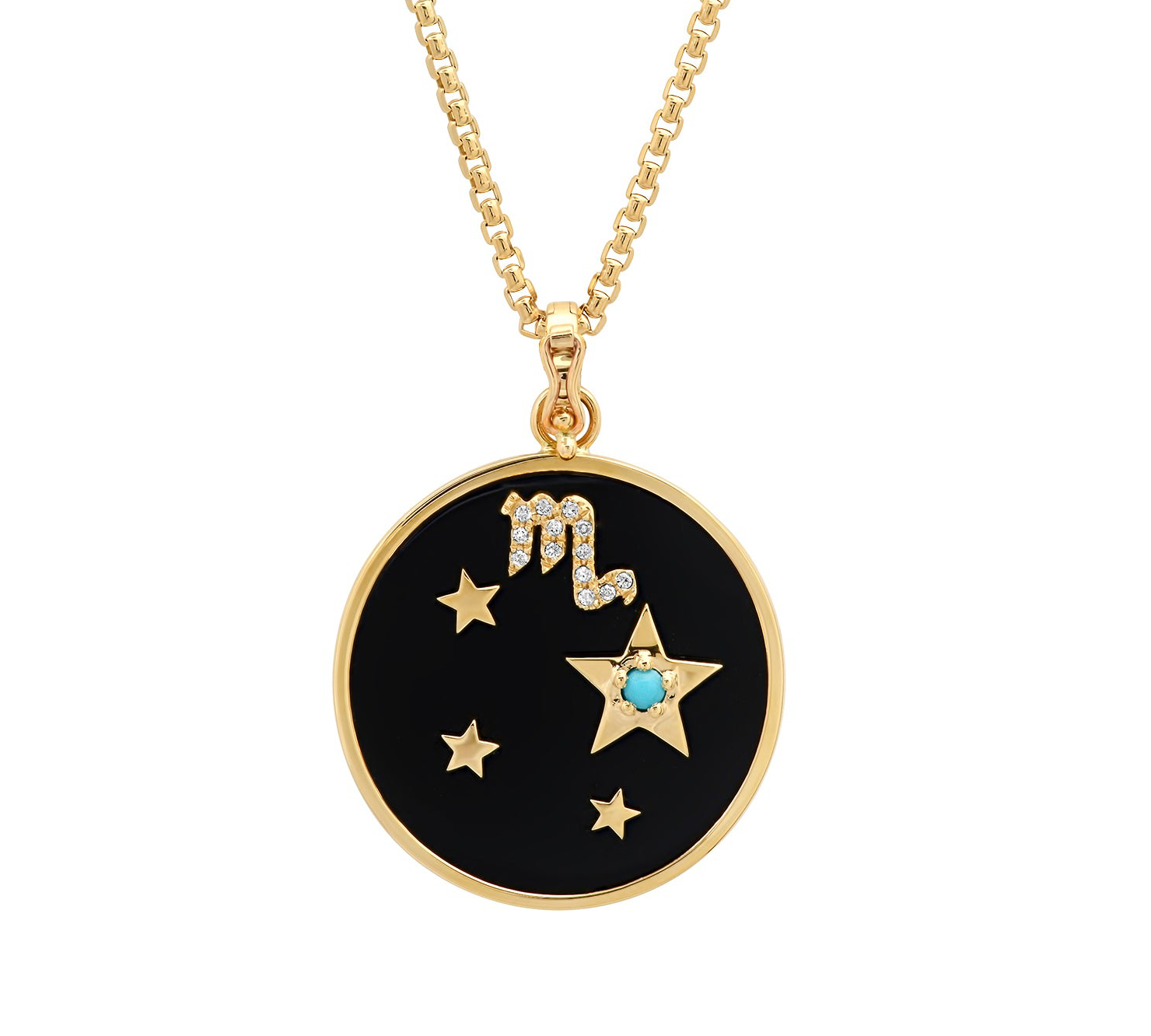 Large Onyx Zodiac Necklace Pendant Helena Rose Jewelry Aquarius - Innovative and Loyal  