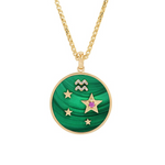 Large Malachite Zodiac Necklace Pendant Helena Rose Jewelry Aquarius - Innovative and Loyal  