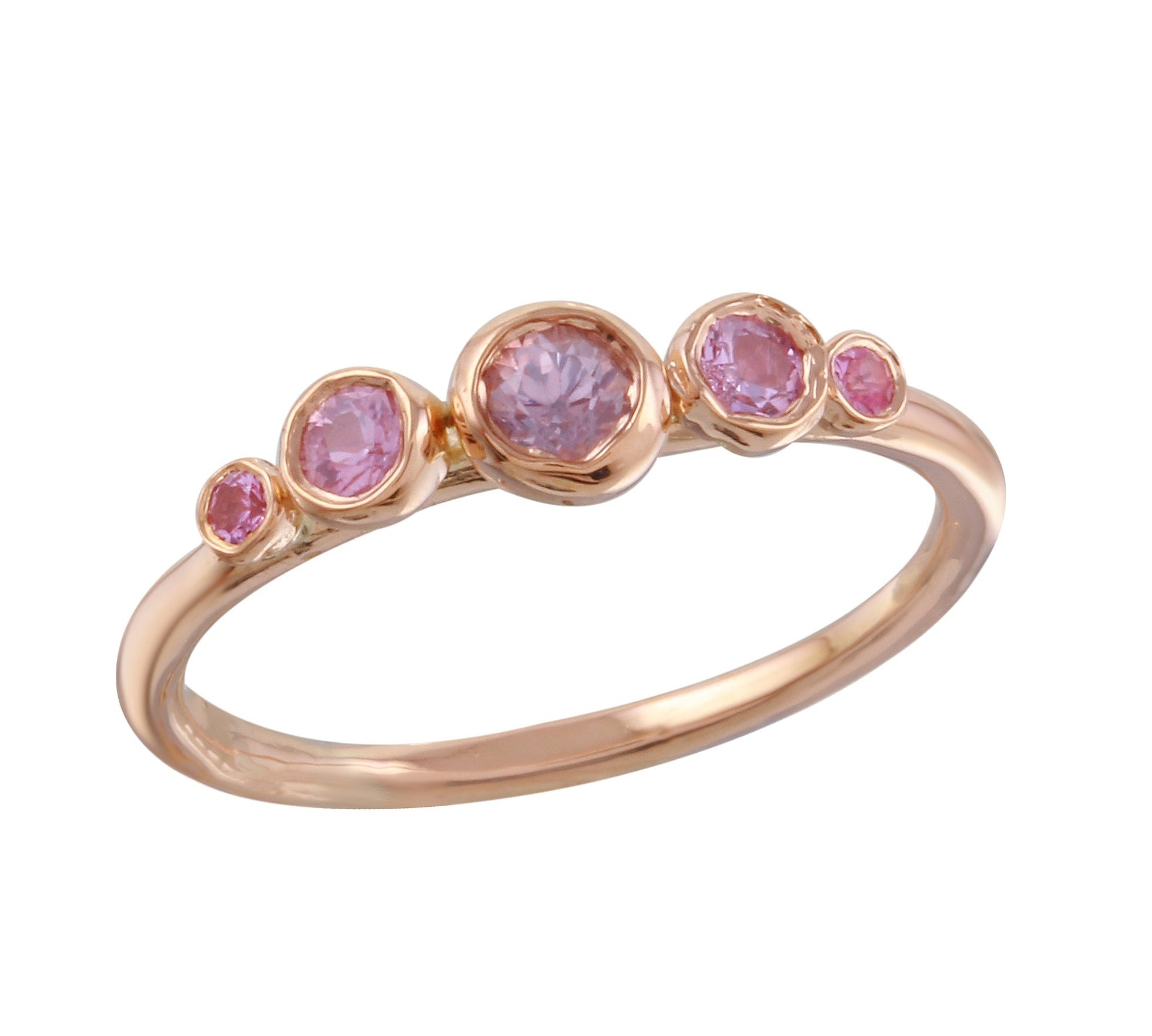 Five Bezel Ring, Pink Sapphire Stack Jaine K Designs   