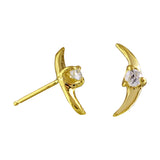 Crescent Moon Stud Earring, Diamond Stud Earrings Jaine K Designs   