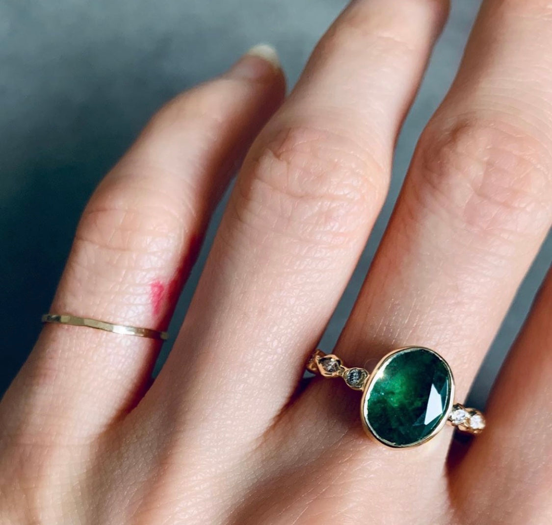Oval Emerald Ring With Diamonds Ring Jaine K Designs