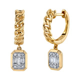 Chain Illusion Huggie with Baguette Diamond Huggie Earrings Roseark Deux Pair