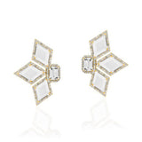 Fancy Cut Rock Crystal Earrings with Diamonds Statement Goshwara   