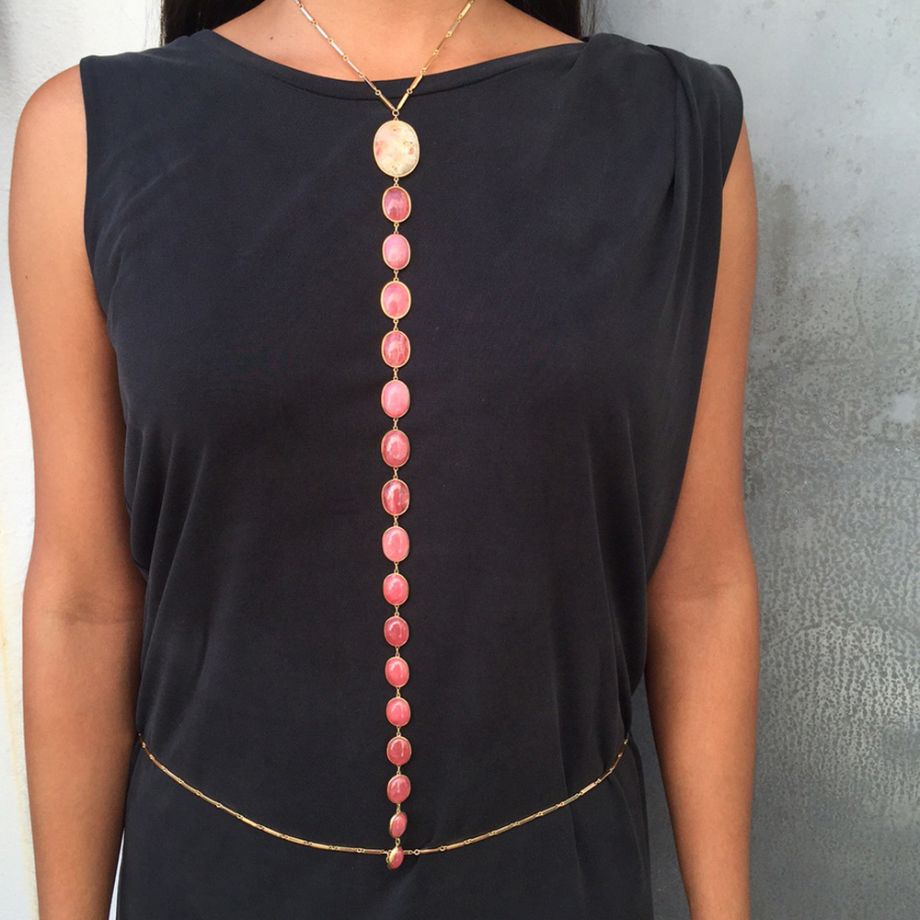 Coral Rhodochrosite Vertebrae Bodychain Body Chain Karma El-Khalil