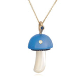 Light Blue Chalcedony Mushroom Charm with Sapphire and Diamond Charm Maura Green