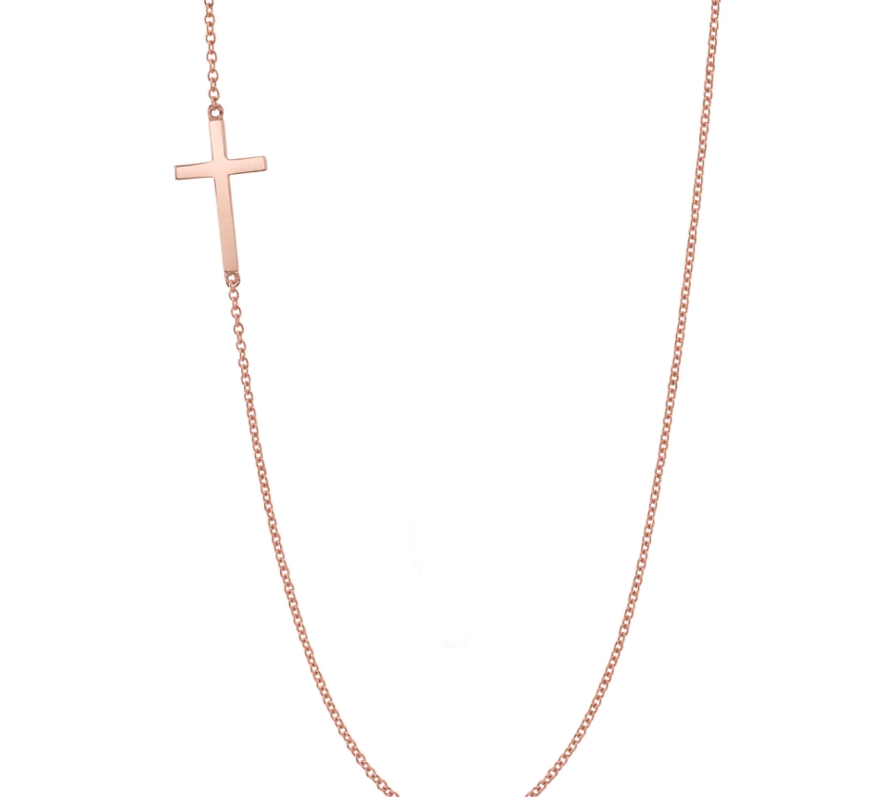 Sideways Cross Necklace, Gold Pendant Roseark Sideways Cross Rose  