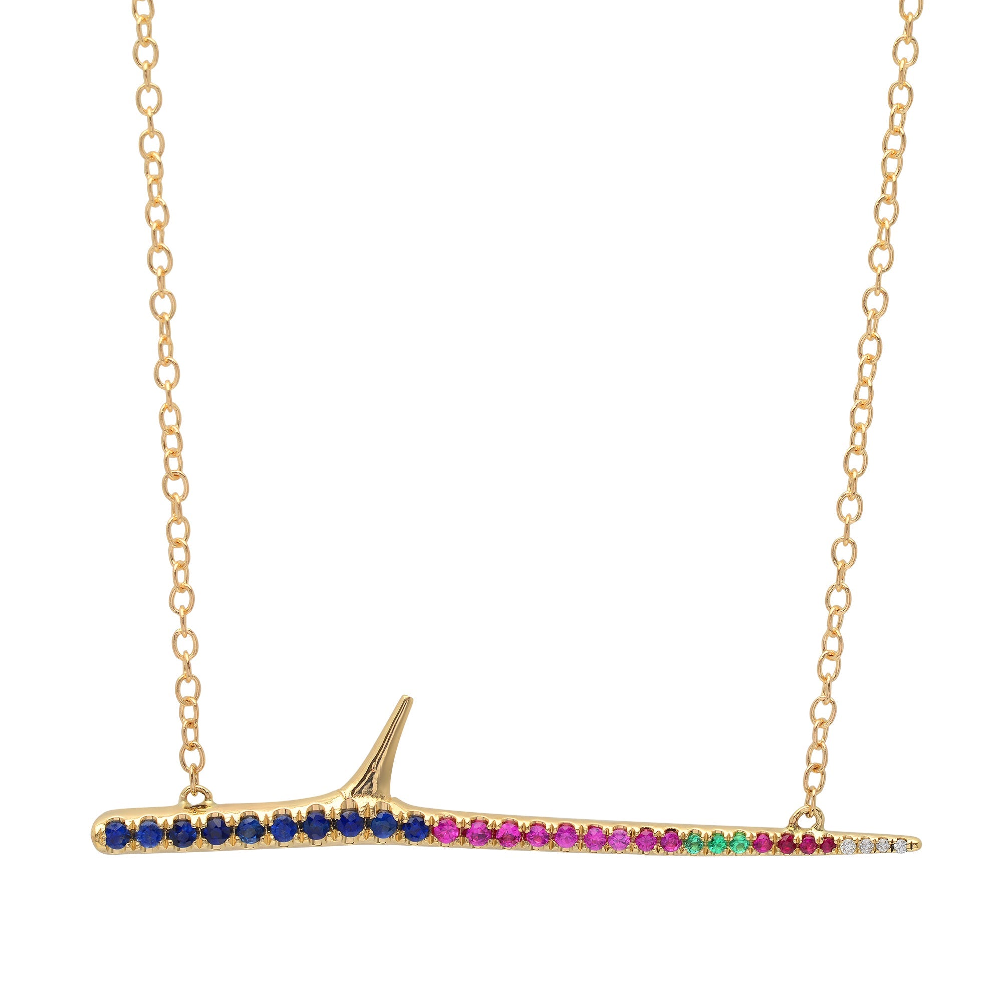 Rainbow Horizontal Thorn Necklace Pendant Necklace Elisabeth Bell Jewelry