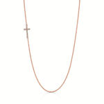 Mini Diamond Cross Necklace Necklace Roseark Sideways Cross