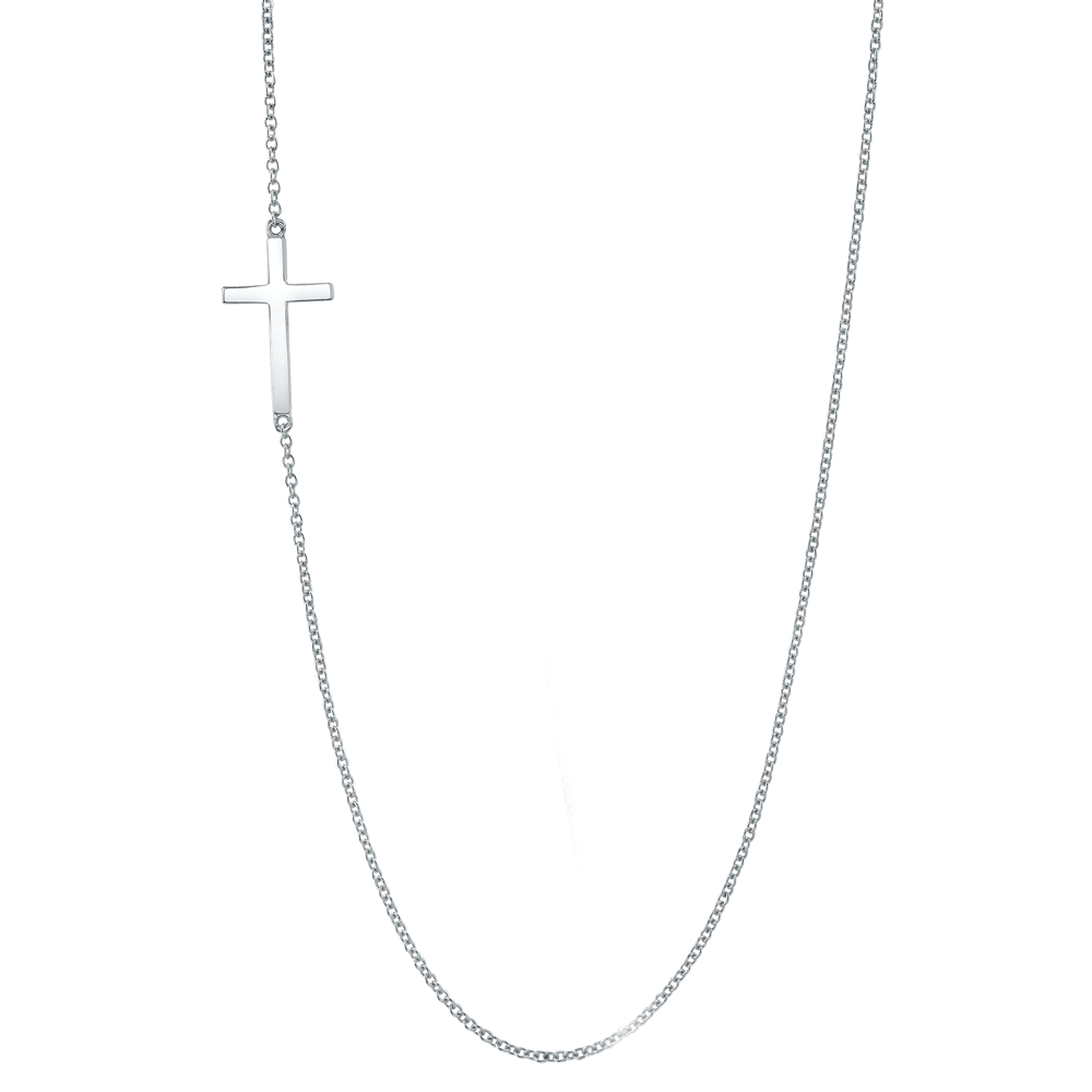 Sterling Silver Sideways Cross Necklace Necklace Roseark Sideways Cross