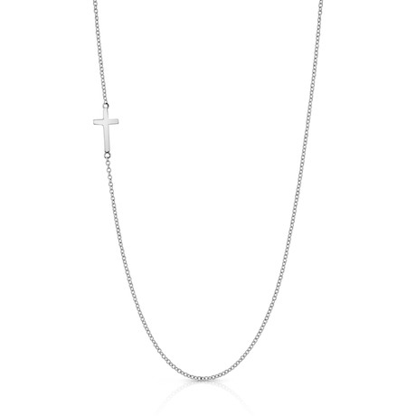 Mini Cross Necklace Necklace Roseark Sideways Cross White Gold