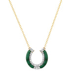 Malachite Horseshoe Necklace with Diamonds Pendant Elisabeth Bell Jewelry   