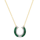 Malachite Horseshoe Necklace with Diamonds Pendant Elisabeth Bell Jewelry   