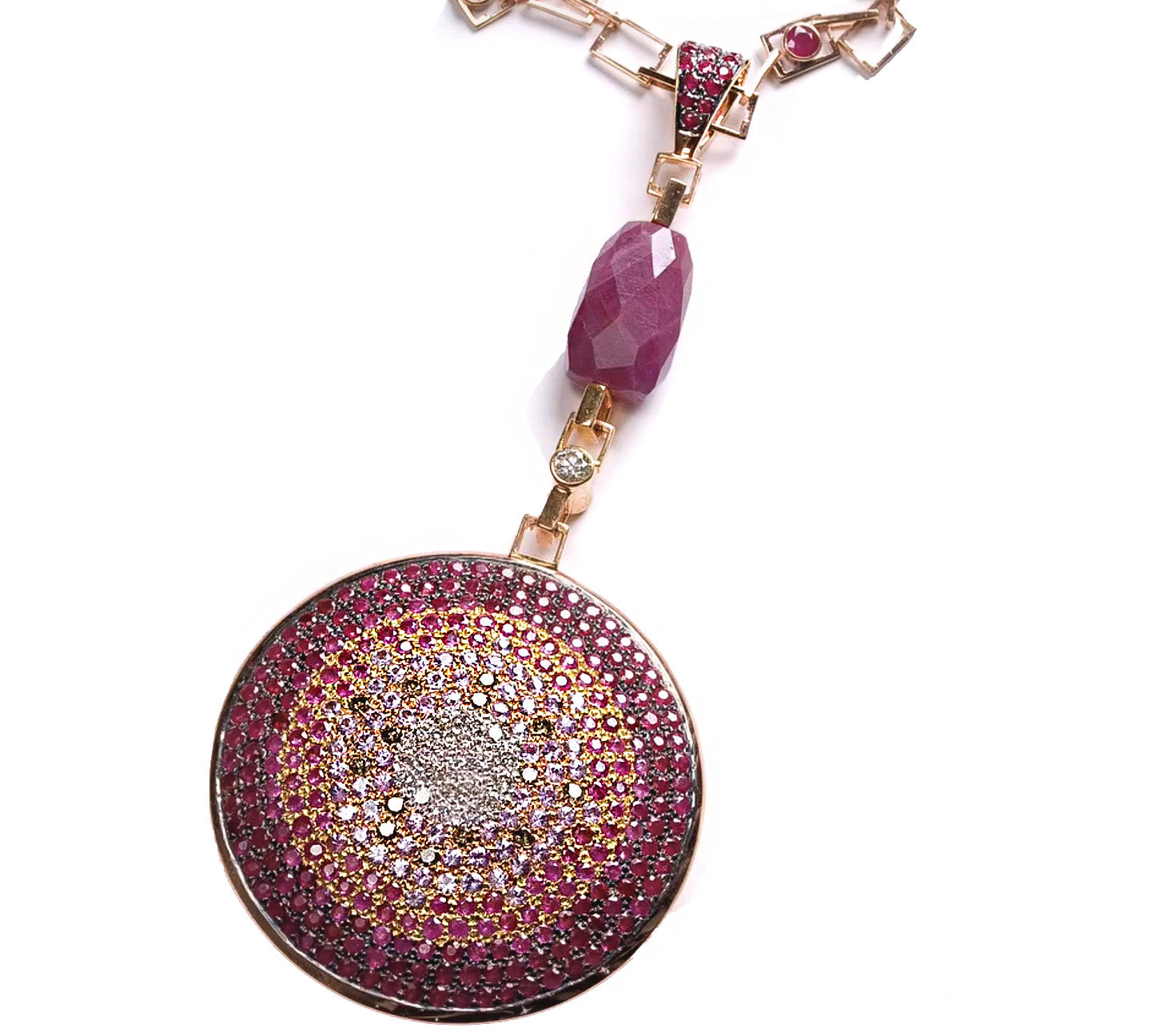 Full Pave Flying Saucer Pendant, Large Pendant Carolyn Rodney Ruby  