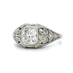 Estate Diamond Cushion Platinum Ring Cocktail Ring Roseark Vintage