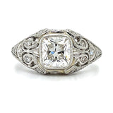 Estate Diamond Cushion Platinum Ring Cocktail Ring Roseark Vintage