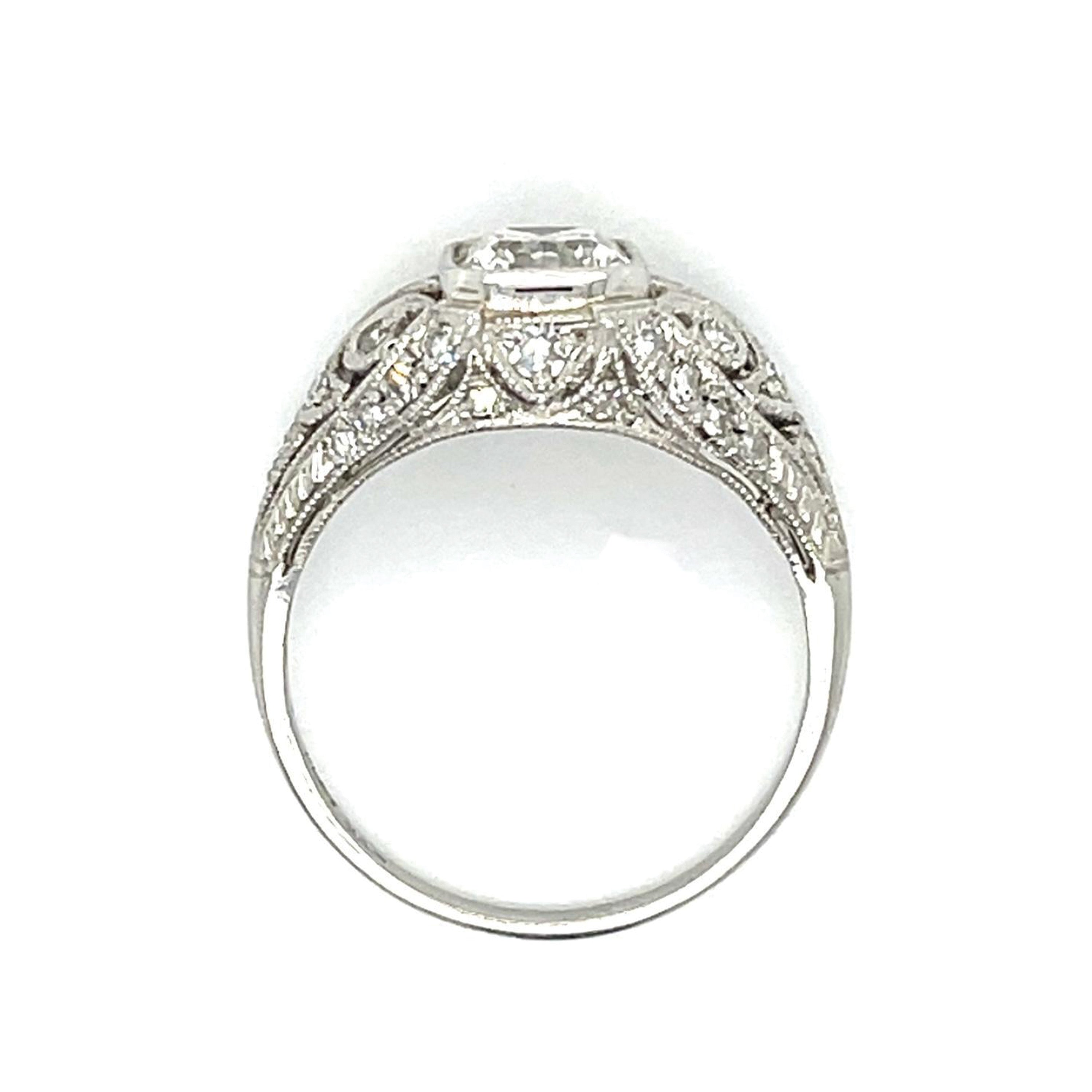 Estate Diamond Cushion Platinum Ring Cocktail Ring Roseark Vintage