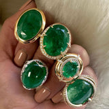 Faceted Oval Emerald Vertical Ring Cocktail Ring Goshwara   