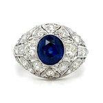 1920s Estate Sapphire Diamond Art Deco Ring Statement Ring Roseark Vintage