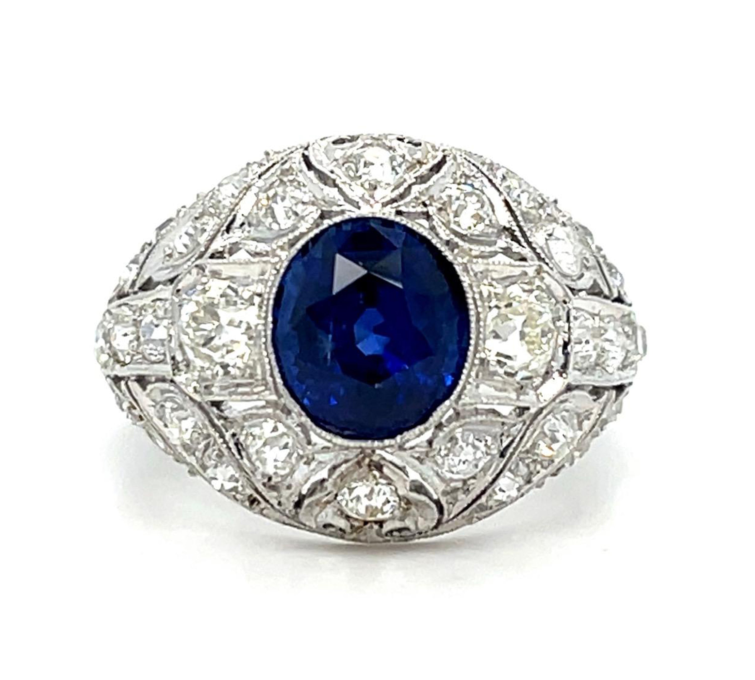 1920s Estate Sapphire Diamond Art Deco Ring Statement Ring Roseark Vintage