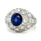 1920s Estate Sapphire Diamond Art Deco Ring Statement Ring Roseark Vintage