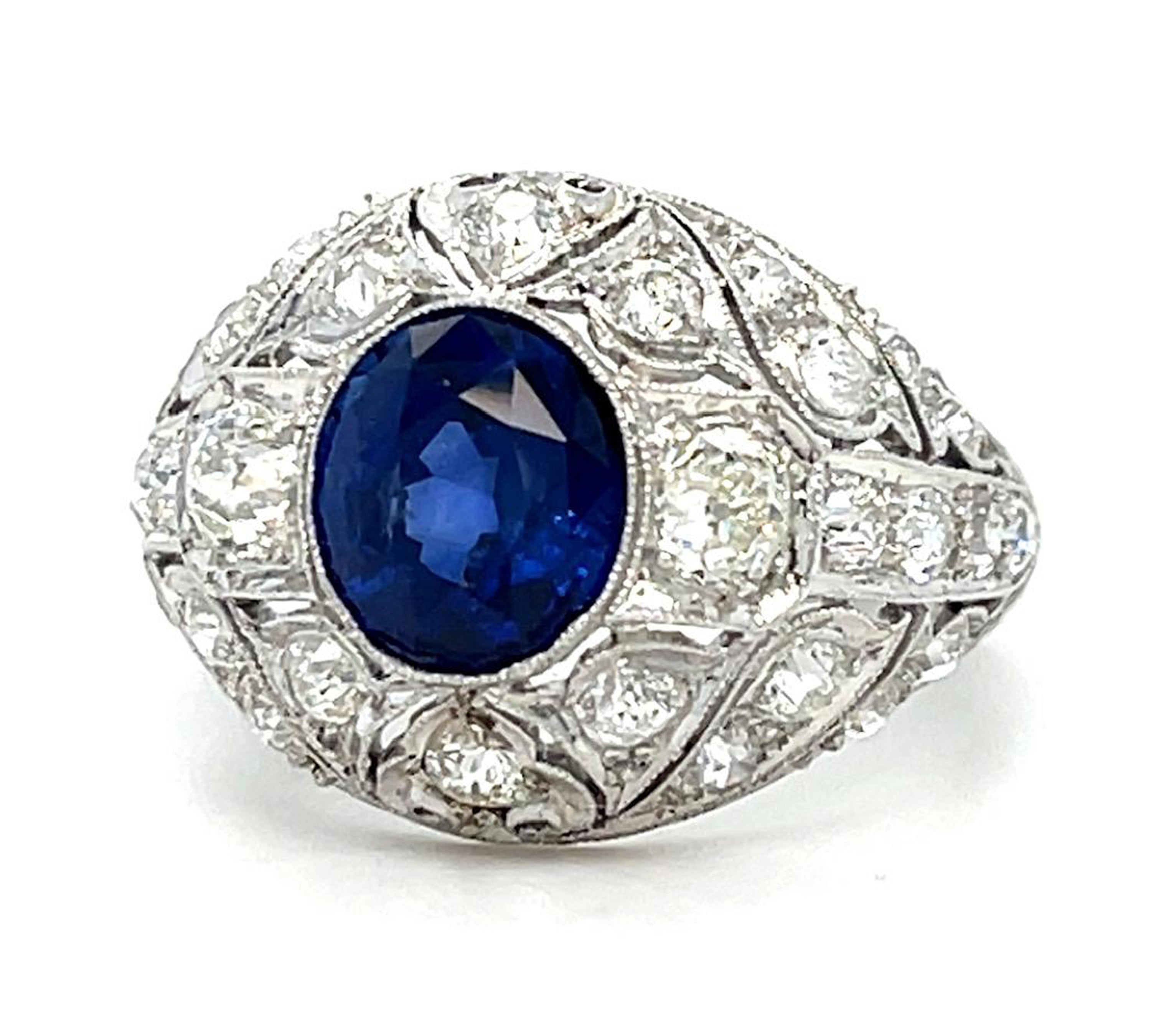 1920s Estate Sapphire Diamond Art Deco Ring Statement Ring Roseark Vintage