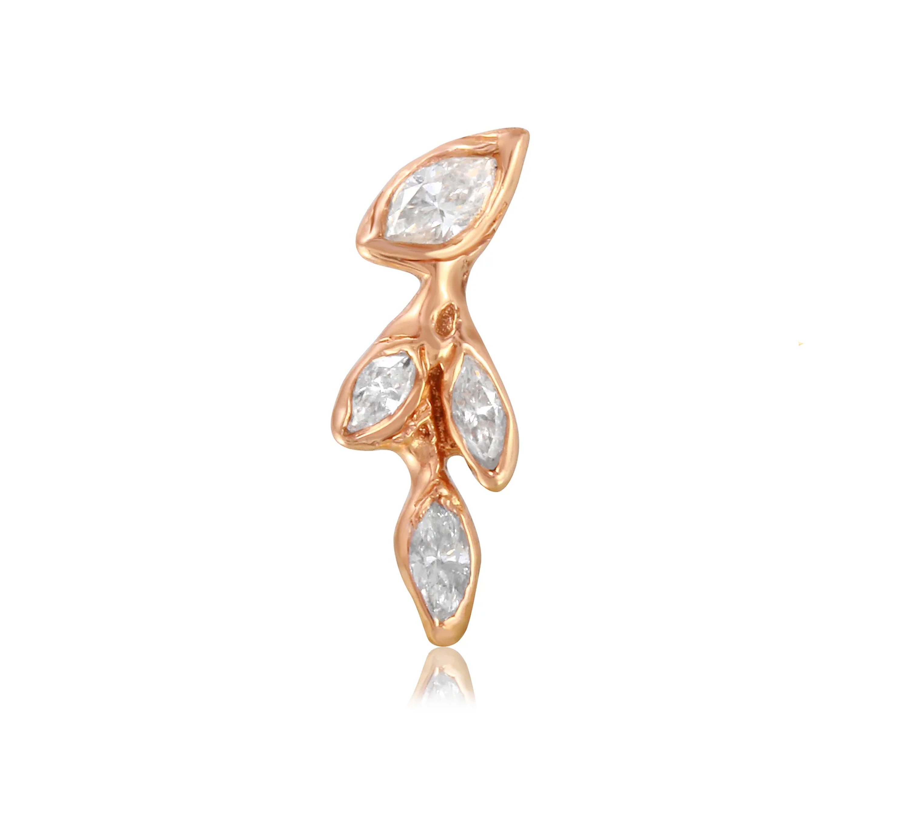 Diamond Leaf Stud Stud Earrings Jaine K Designs Single