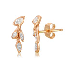Four Leaf Diamond Stud, Rose Gold Stud Earrings Jaine K Designs   