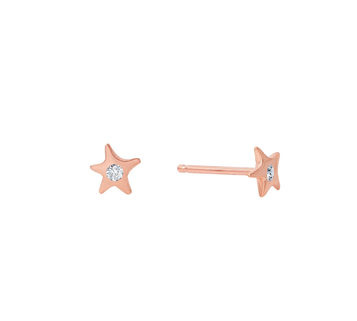 Star Stud Earring, Diamond Stud Earrings Jaine K Designs Rose Gold  