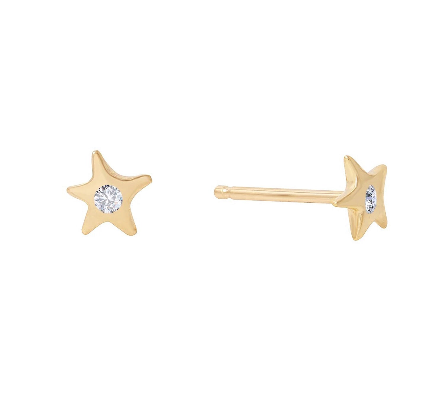 Diamond Star Stud Earring Stud Earrings Jaine K Designs Pair Yellow Gold