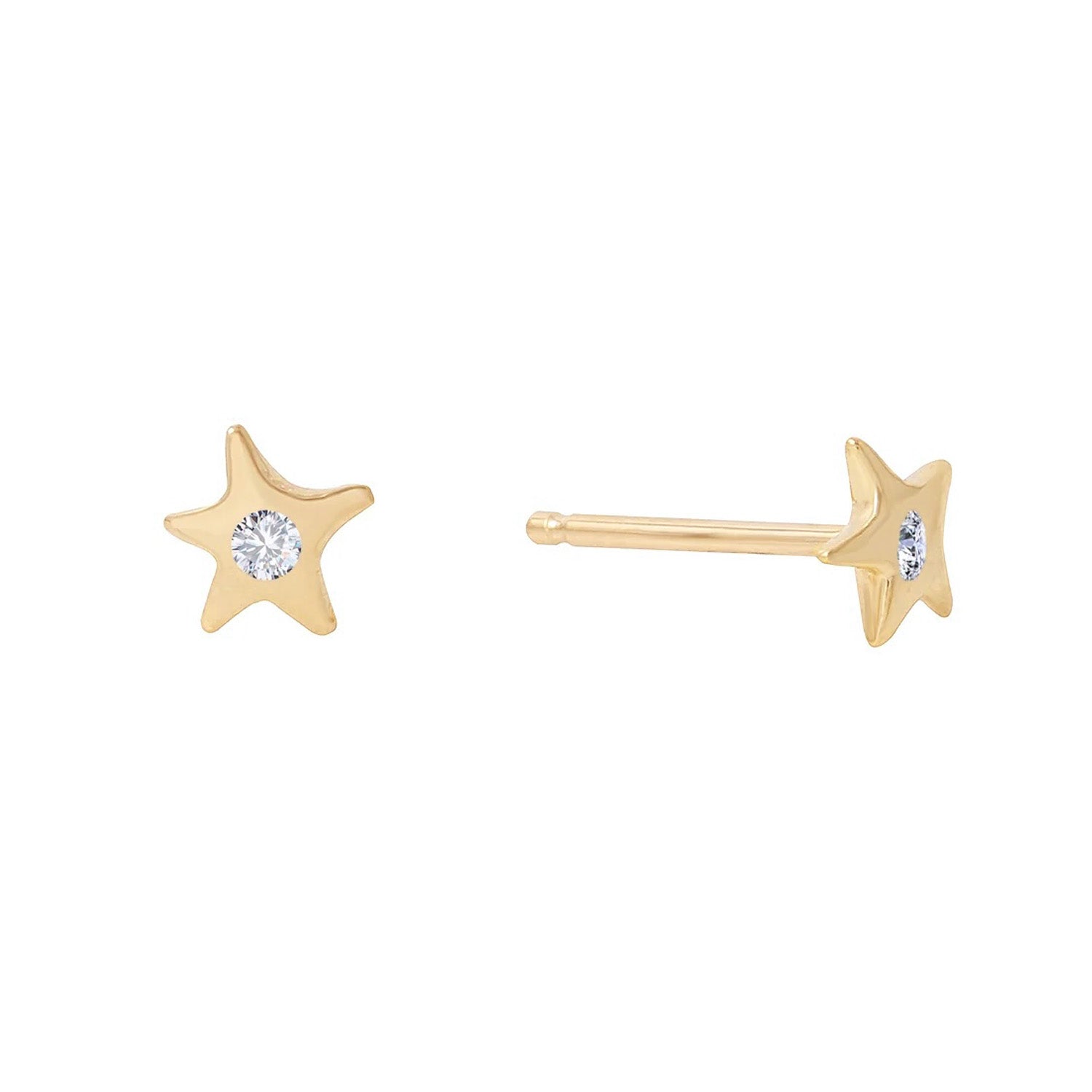 Diamond Star Stud Earring Stud Earrings Jaine K Designs Pair Yellow Gold