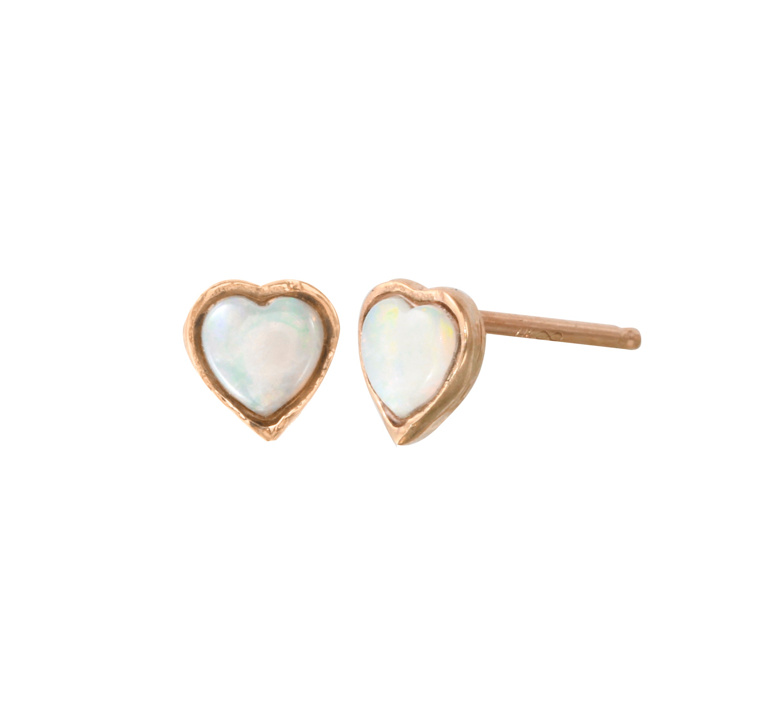 Heart Bezel Stud Stud Earrings Jaine K Designs Opal Rose Gold 