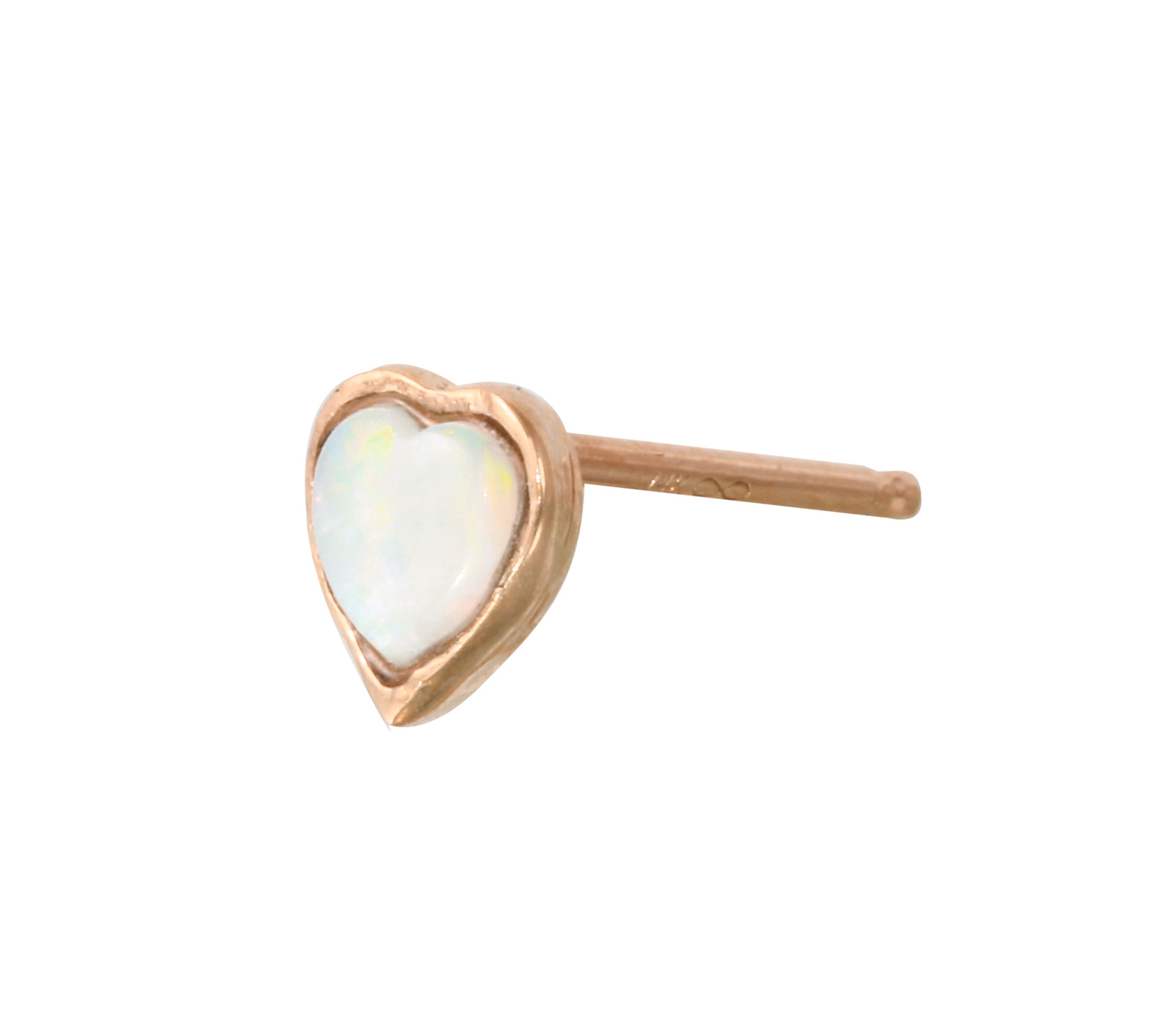 Heart Bezel Stud Stud Earrings Jaine K Designs Single Opal + Rose