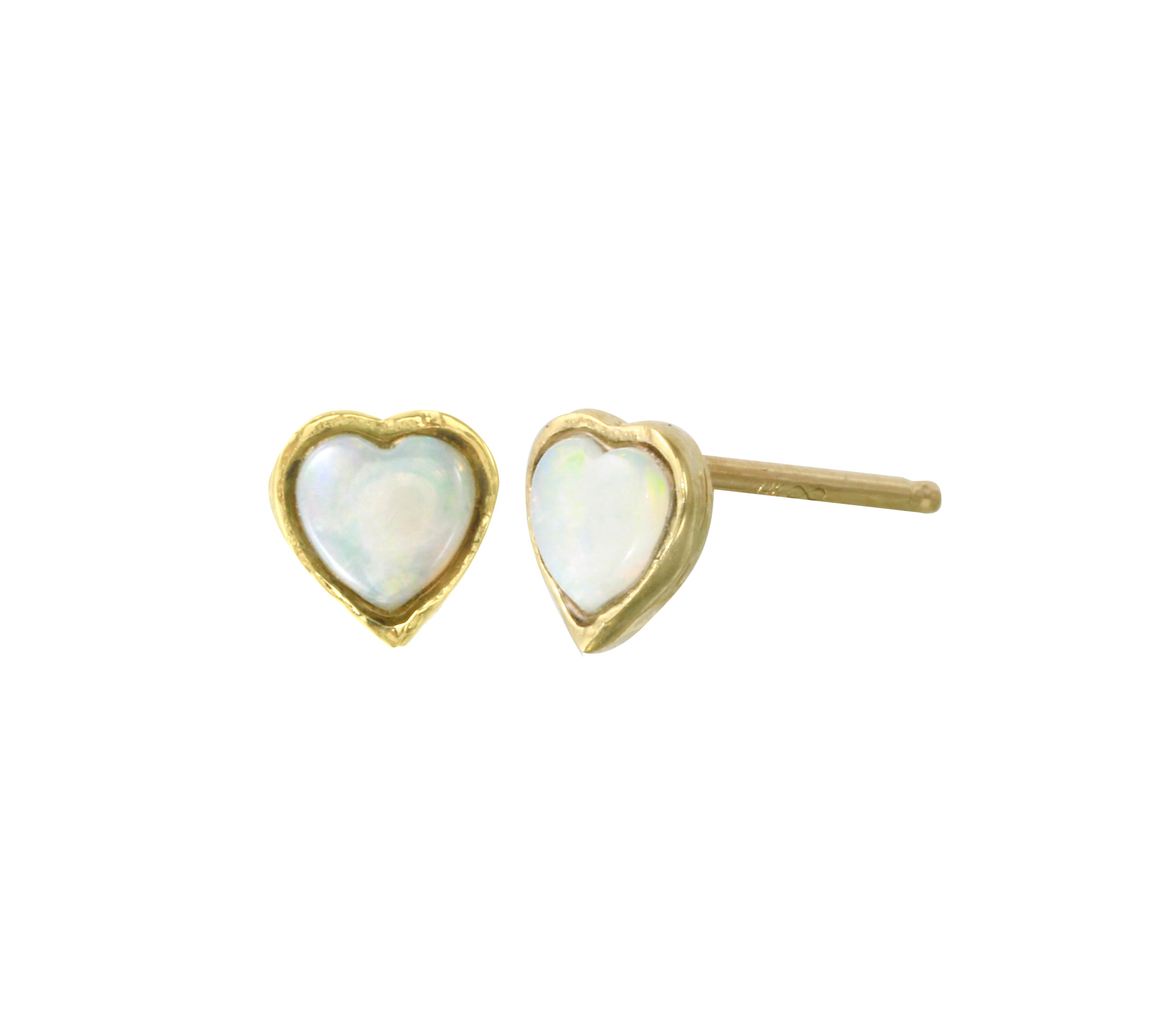 Heart Bezel Stud Stud Earrings Jaine K Designs Opal Yellow Gold 