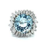 1960s Aquamarine Diamond Estate Ring Cocktail Ring Roseark Vintage