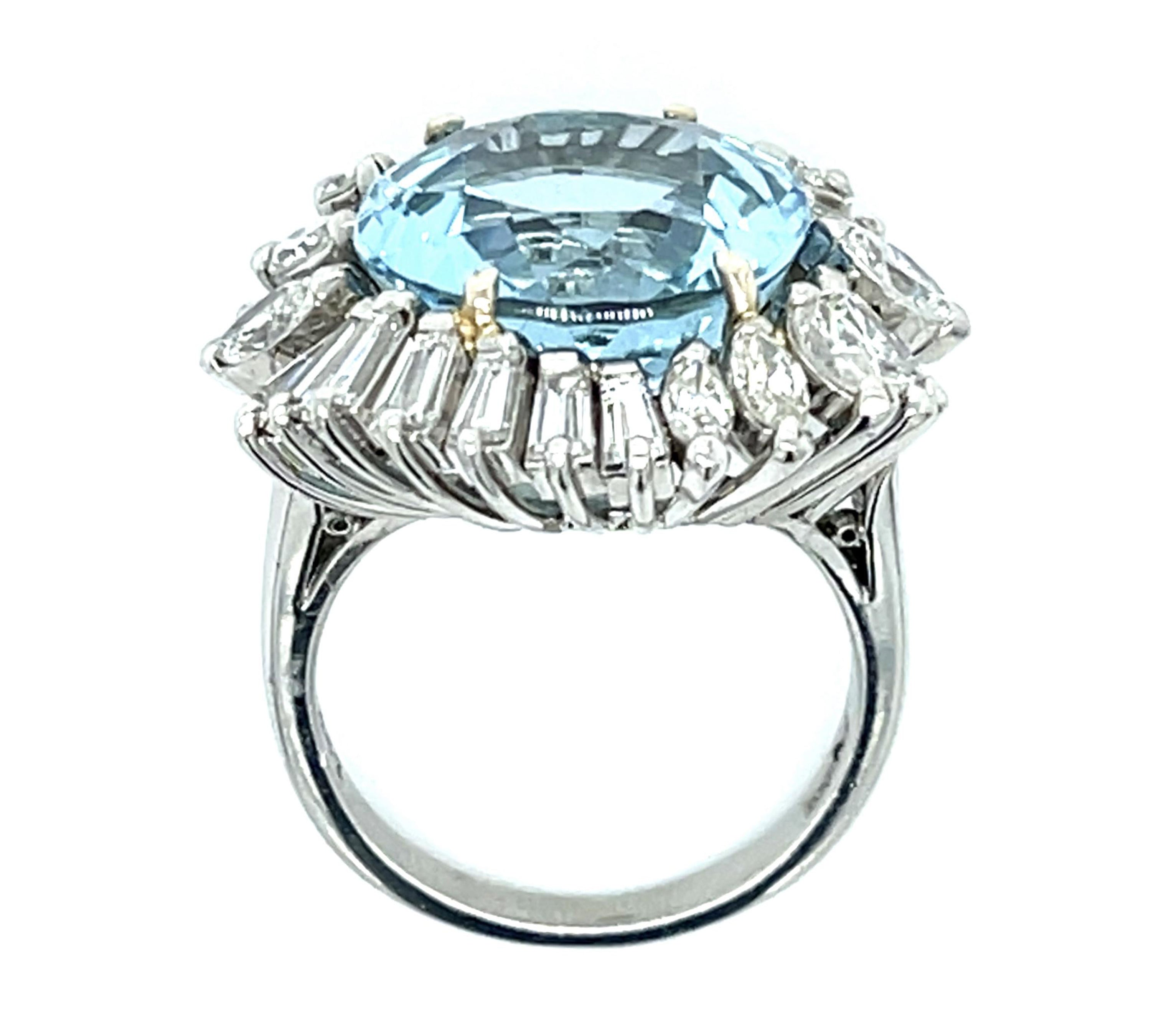 1960s Aquamarine Diamond Estate Ring Cocktail Ring Roseark Vintage