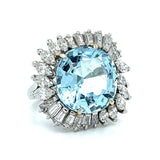 1960s Aquamarine Diamond Estate Ring Cocktail Ring Roseark Vintage