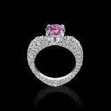 Open Heart Diamond Ring with Pink Sapphire Statement Ring House of RAVN