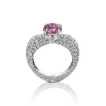 Open Heart Diamond Ring with Pink Sapphire Statement Ring House of RAVN