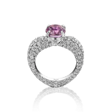 Open Heart Diamond Ring with Pink Sapphire Statement Ring House of RAVN