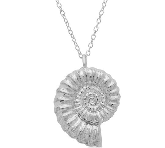 Ammonite Necklace Pendant Elisabeth Bell Jewelry White Gold  