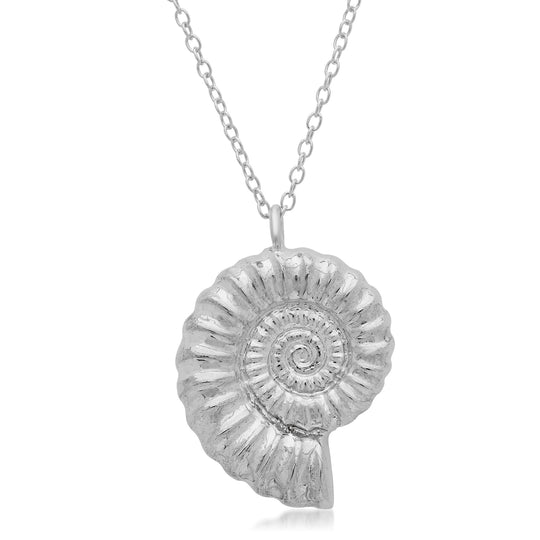 Ammonite Necklace Pendant Elisabeth Bell Jewelry White Gold  