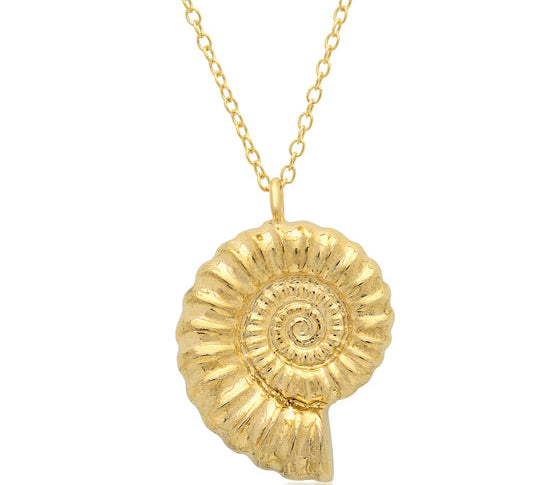 Ammonite Necklace Pendant Elisabeth Bell Jewelry Yellow Gold  